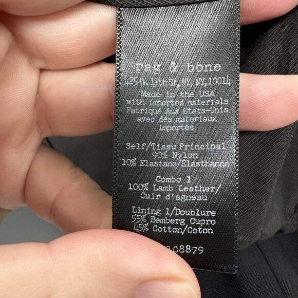 rag & bone Zipper Detail 1-Button Blazer Sz 6 Black Leather Detail Corporate - Picture 9 of 16